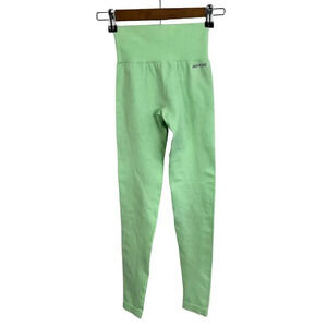 Bo+Tee Lime Green Leggings Size XXS Stretch Seamless Women’s
